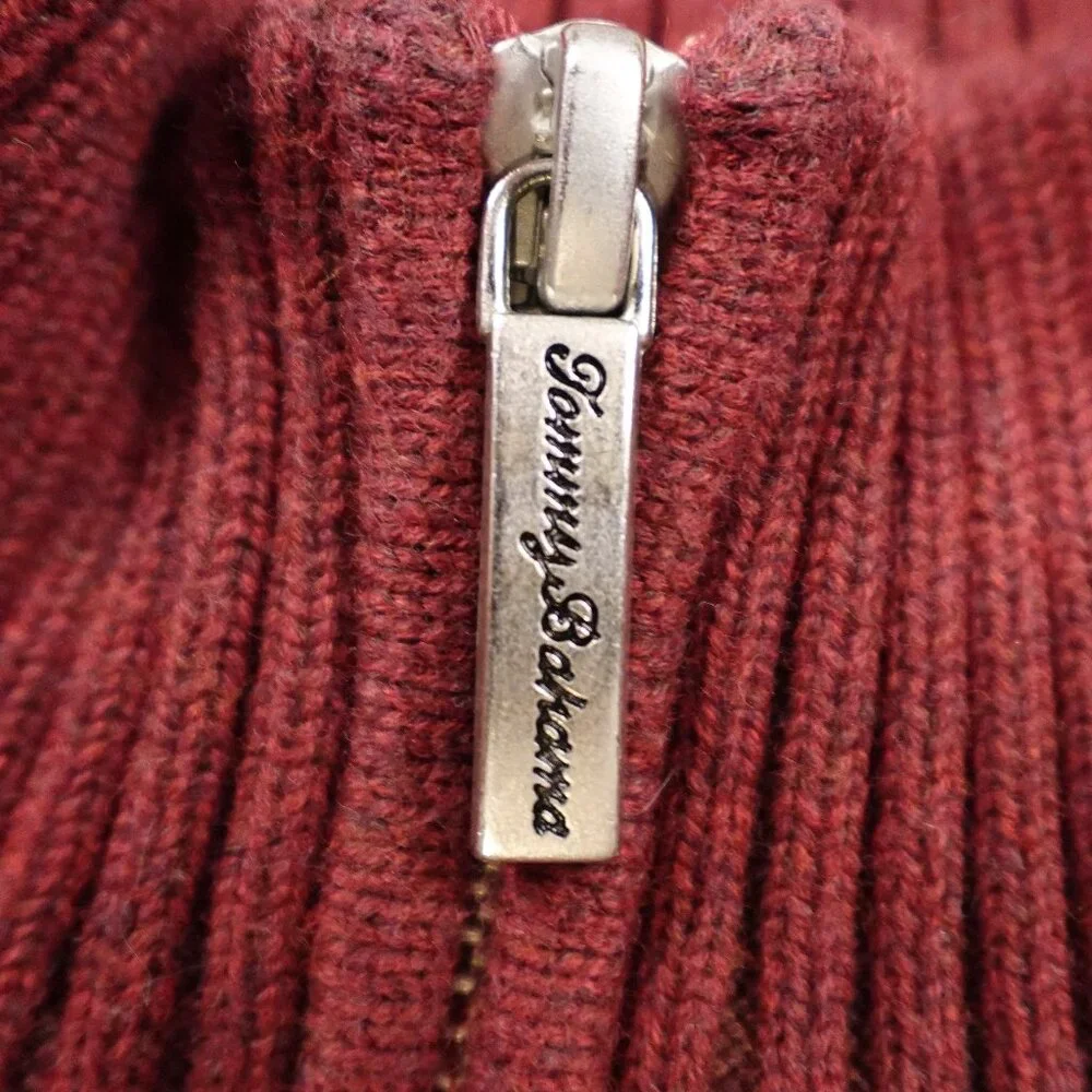 Tommy Bahama‎ quarter zip pullover sweater mock neck men's medium maroon
